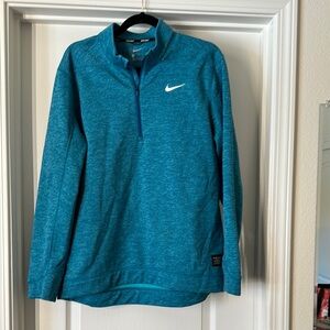 Nike Blue Zip Up Sweater with Quarter Zip Design and Athletic Fit